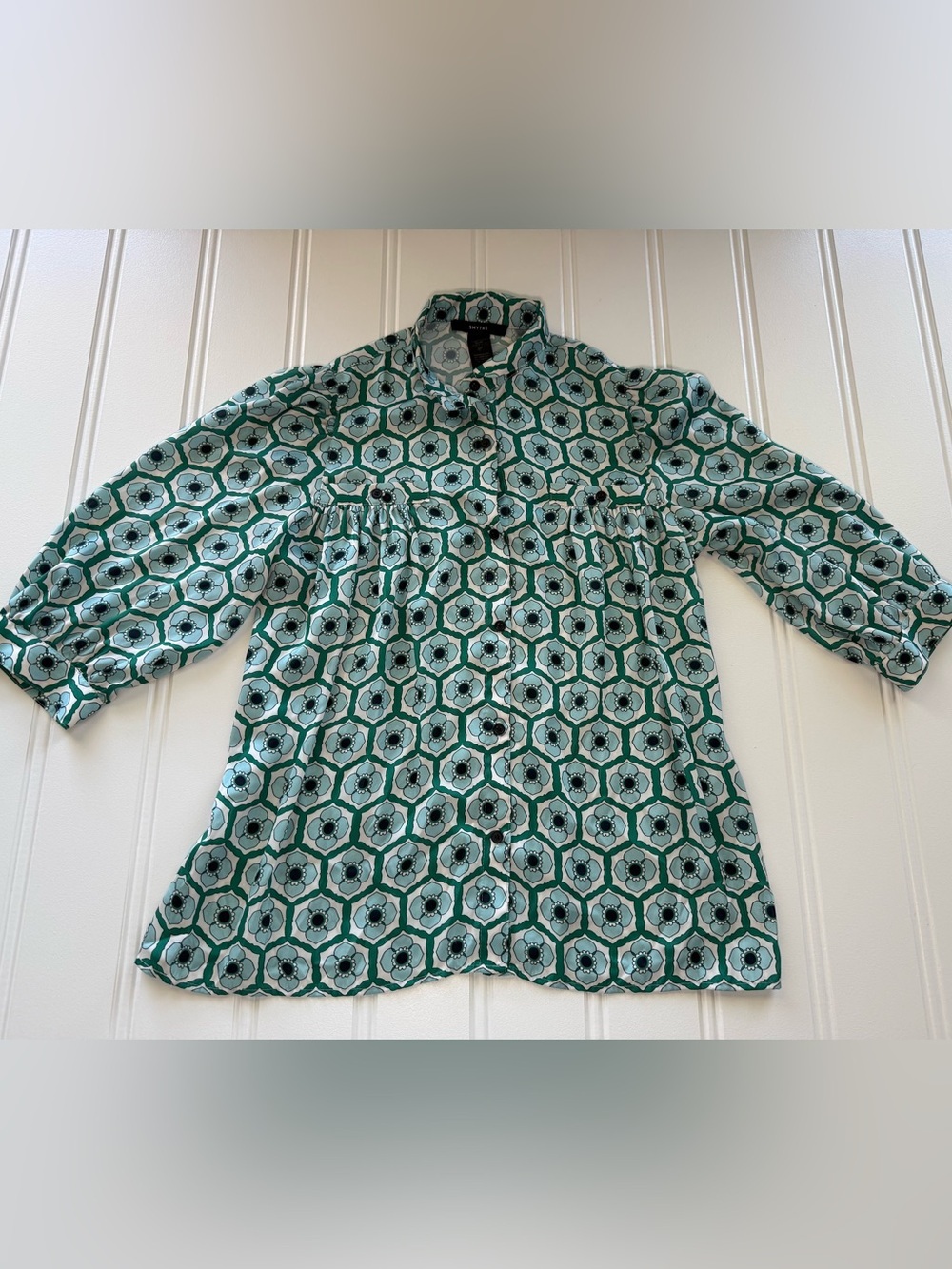 Smythe Floral Blouse Top Shirt Relaxed Fit Women Small 2054